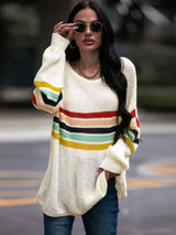 BEAUTIFUL I AM Striped Round Neck Sweater