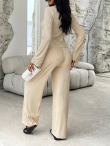 BEAUTIFUL I AM Texture Button Up Shirt and Pants Set