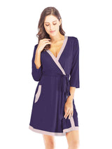 BEAUTIFUL I AM Tie Waist Surplice Neck Robe with Pockets