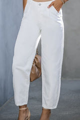 BEAUTIFUL I AM Zipper and Button High-Waist Long Jeans