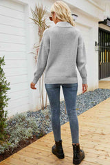 BEAUTIFUL I AM Quarter-Zip Collared Neck Sweater