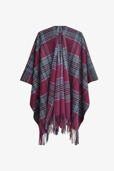 BEAUTIFUL I AM Plaid Fringe Detail Polyester Scarf