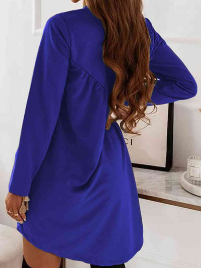 BEAUTIFUL I AM Ruched Round Neck Long Sleeve Dress