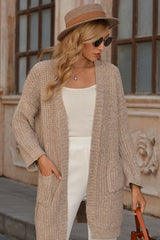 BEAUTIFUL I AM Open Front Drop Shoulder Cardigan with Pockets