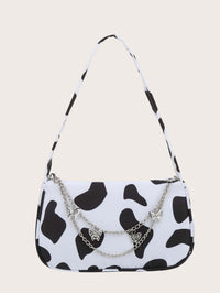 BEAUTIFUL I AM Cow Print Butterfly Charm Shoulder Bag