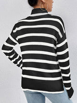 BEAUTIFUL I AM Striped Turtleneck Long Sleeve Sweater