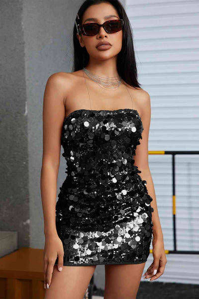 BEAUTIFUL I AM Sequin Strapless Mini Dress