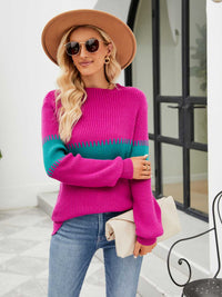 BEAUTIFUL I AM Contrast Round Neck Sweater