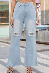 BEAUTIFUL I AM Distressed Buttoned Loose Fit Jeans