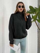 BEAUTIFUL I AM Turtleneck Zip Up Long Sleeve Knit Top Shirt