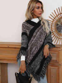 BEAUTIFUL I AM V-Neck Poncho with Fringes