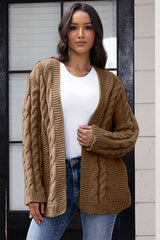 BEAUTIFUL I AM Open Front Cable-Knit Cardigan