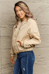 BEAUTIFUL I AM Dropped Shoulder Zip-Up Jacket