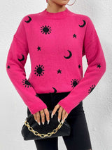 BEAUTIFUL I AM Patterned Drop Shoulder Sweater