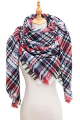 BEAUTIFUL I AM Plaid Raw Hem Polyester Scarf