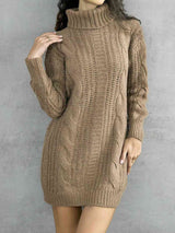 BEAUTIFUL I AM Turtleneck Ribbed Sweater Dress