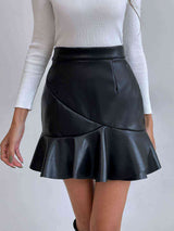 BEAUTIFUL I AM Ruffled PU Mini Skirt Dress