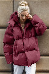 BEAUTIFUL I AM Pocketed Zip Up Hooded Puffer Jacket