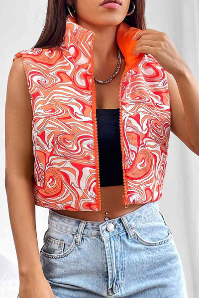 BEAUTIFUL I AM Printed Zip Up Jacket Vest