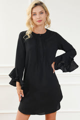 BEAUTIFUL I AM Round Neck Flare Sleeve Mini Dress