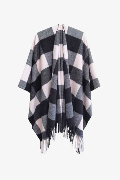 BEAUTIFUL I AM Plaid Fringe Detail Polyester Scarf